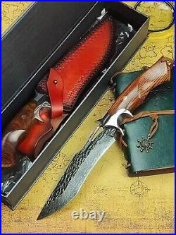 Custom Damascus VG10 Steel Core Fixed Blade Outdoor Camping Hunting Knife