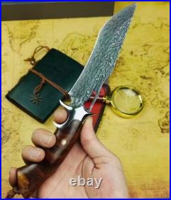 Custom Damascus VG10 Steel Core Fixed Blade Outdoor Camping Hunting Knife