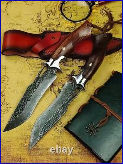 Custom Damascus VG10 Steel Core Fixed Blade Outdoor Camping Hunting Knife