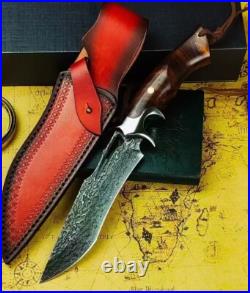Custom Damascus VG10 Steel Core Fixed Blade Outdoor Camping Hunting Knife