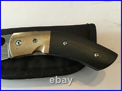 Custom Deviant Blades Damascus Mokume/Black G10 Folder Folding Flipper Knife