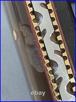 Custom Folding Knife By Antonio, Damascus, Buffalo Horn, Crown Stag, File Worked