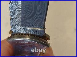 Custom Folding Knife By Antonio, Damascus, Buffalo Horn, Crown Stag, File Worked