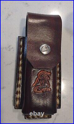 Custom Folding Knife By Antonio, Damascus, Buffalo Horn, Crown Stag, File Worked