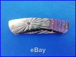 Custom Folding Knife Color Damascus Steel engrave Black pearl Arts Handmade D-01