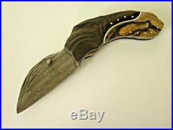 Custom Folding Knife Damascus, Ebony, and Spalted Hackberry by DickWeberKnives