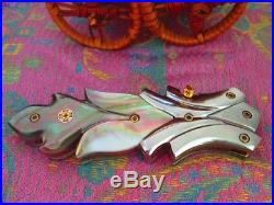 Custom Folding Knife Damascus Steel mosaic pin arts Stainless Black pearl Carve