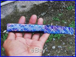 Custom Folding Knife Hand Made by Lek Bovi mosaic Damascus Steel Color titanium