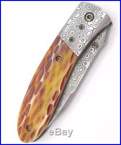 Custom Greg Lightfoot LCC Damascus Jigged Bone Folding Pocket Knife! New