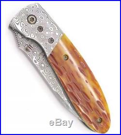 Custom Greg Lightfoot LCC Damascus Jigged Bone Folding Pocket Knife! New