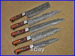 Custom HAND FORGED Damascus Steel Set of 5 Chef Set Knife For Kitchen CH-75