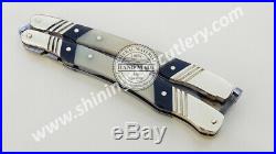 Custom Hand Forged Damascus Steel Folding Hunting Knife WithSheath