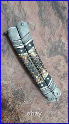 Custom Hand Forged Damascus Steel Folding knife WithSheath