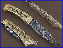 Custom Hand Made Damascus Folding Knife A6