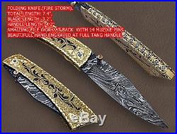 Custom Hand Made Damascus Folding Knife A6