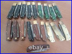 Custom Hand Made Damascus Steel Folding Pocket Knives (lot Of 19) A
