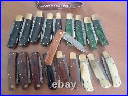 Custom Hand Made Damascus Steel Folding Pocket Knives (lot Of 19) A