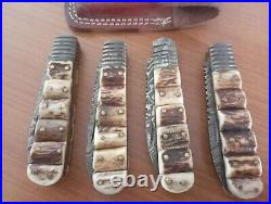 Custom Hand Made Damascus Steel Folding Pocket Knives (lot Of 4) Afsa 09
