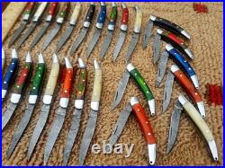Custom Hand Made Damascus Steel Mini Folding Knives (lot Of 25) Rrr 07