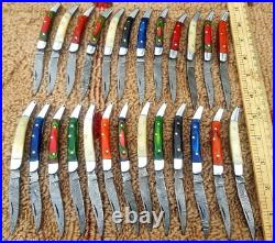 Custom Hand Made Damascus Steel Mini Folding Knives (lot Of 25) Rrr 07