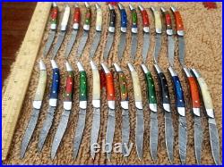 Custom Hand Made Damascus Steel Mini Folding Knives (lot Of 25) Rrr 07