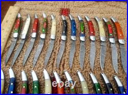 Custom Hand Made Damascus Steel Mini Folding Knives (lot Of 25) Rrr 07