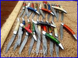 Custom Hand Made Damascus Steel Mini Folding Knives (lot Of 25) Rrr 07