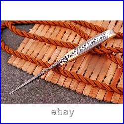 Custom Hand Made Forged Damascus Steel Folding Pocket Knife Camping Knife