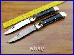 Custom Hand made Damascus Steel Folding Pocket Knife- 2 PCS