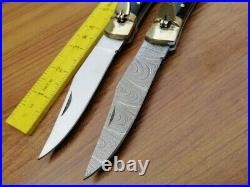 Custom Hand made Damascus Steel Folding Pocket Knife- 2 PCS