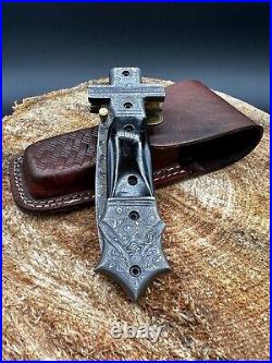 Custom Handmade 9 Christianity Cross Folding Knife, Pocket knife With Sheath