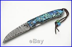 Custom Handmade Damascus Abalone Folding Knife Handle Rare Item