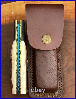 Custom Handmade Damascus Pocket Knife, Hunting & Camping Knife, Folding Knife