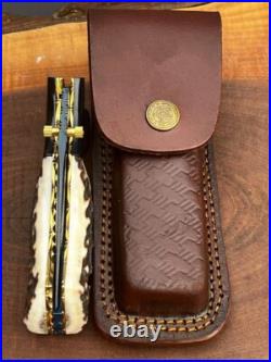 Custom Handmade Damascus Pocket Knife, Hunting & Camping Knife, Folding Knife