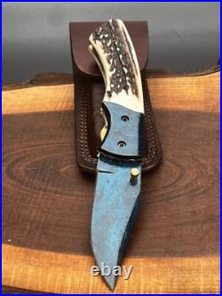 Custom Handmade Damascus Pocket Knife, Hunting & Camping Knife, Folding Knife