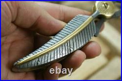 Custom Handmade Damascus Steel 7.5 Folding Knife, Skinner Knife, Pocket Knife