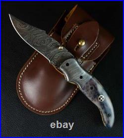 Custom Handmade Damascus Steel 9 Folding Knife, Pocket Knife, Edc Knife Skinner