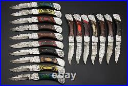 Custom Handmade Damascus Steel Back Lock Folding Pocket Knife 17-Pcs Lot 39