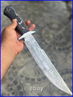 Custom Handmade Damascus Steel Bowie Knife Pattern Blade Resin Wood Handle