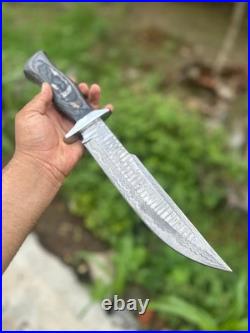 Custom Handmade Damascus Steel Bowie Knife Pattern Blade Resin Wood Handle