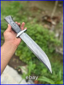 Custom Handmade Damascus Steel Bowie Knife Pattern Blade Resin Wood Handle