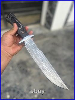 Custom Handmade Damascus Steel Bowie Knife Pattern Blade Resin Wood Handle