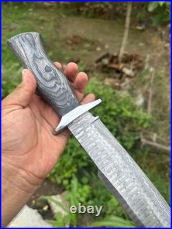 Custom Handmade Damascus Steel Bowie Knife Pattern Blade Resin Wood Handle