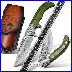 Custom Handmade Damascus Steel CAMPING TACTICAL FOLDING blade POCKET Knife