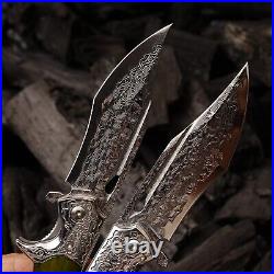 Custom Handmade Damascus Steel CAMPING TACTICAL FOLDING blade POCKET Knife