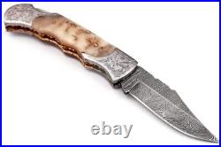 Custom Handmade Damascus Steel Folding Knife
