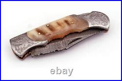 Custom Handmade Damascus Steel Folding Knife