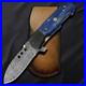Custom-Handmade-Damascus-Steel-Folding-Knife-Blue-Handle-with-Steel-Bolsters-01-apd