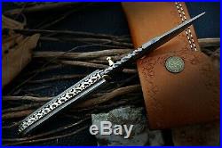 Custom Handmade Damascus Steel Folding/pocket Knife With Damascus & Brass Handel