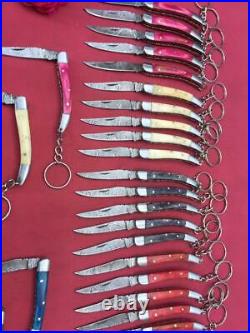 Custom Handmade Damascus Steel Hunting Folding Knife 25 Pieces